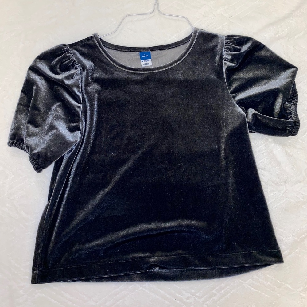 Velvet Puff sleeve crop top